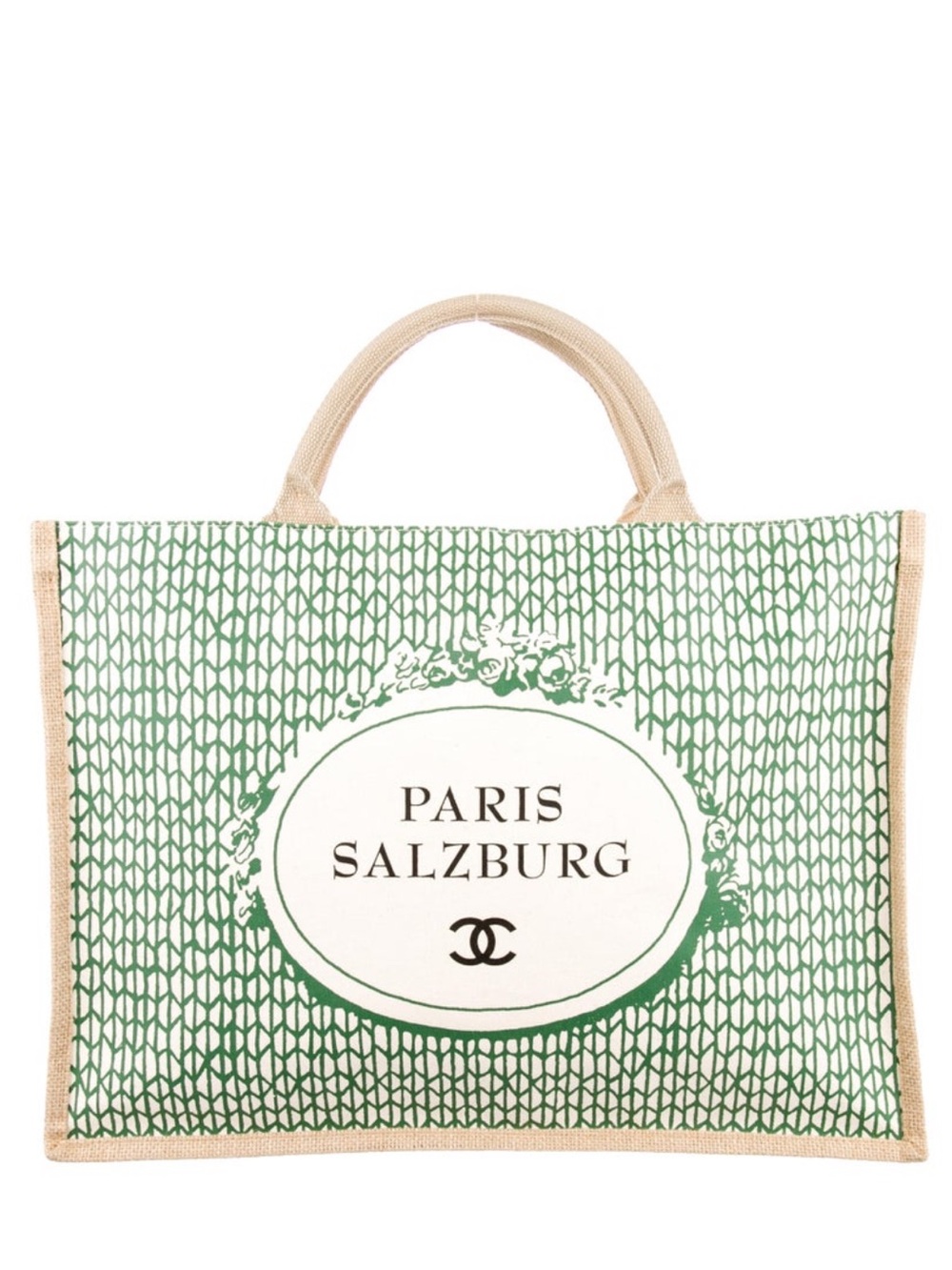 CHANEL Green and Beige Paris Salzburg Canvas Tote
